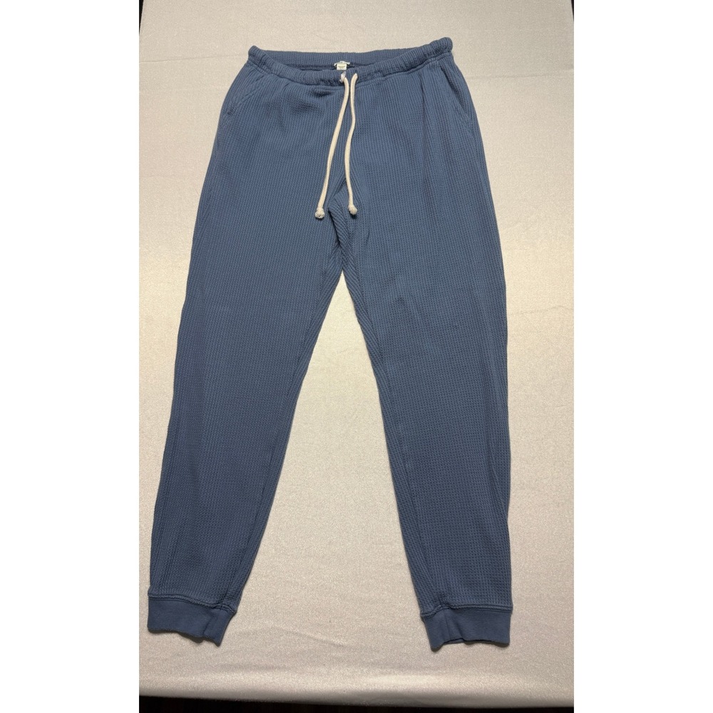 Aerie Women Medium Blue Waffle Knit Jogger Pants Drawstring Thermal Loungewear